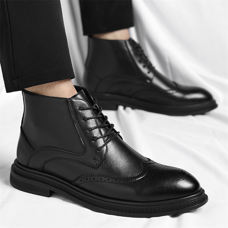 Regency Faux Leather Brogue Boots
