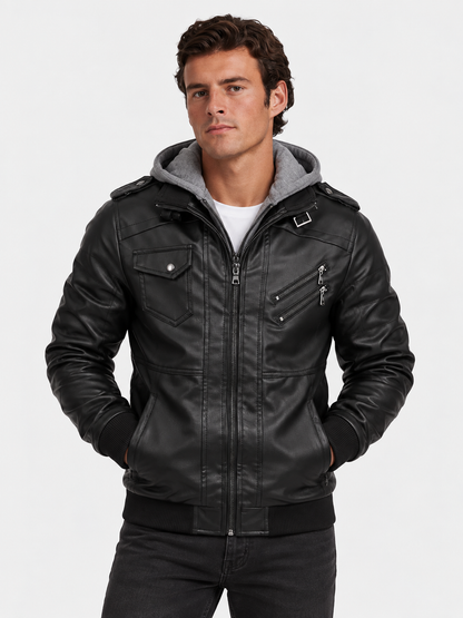 Men's Leather Jacket - Vanda + Free Wallet