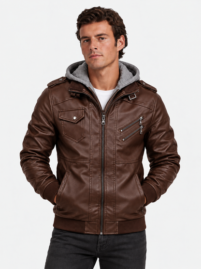 Men's Leather Jacket - Vanda + Free Wallet